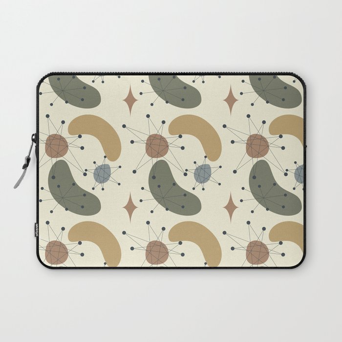Mid Century Modern Abstract Pattern 20 in Olive green, Orange, Tan and Light Yellow Laptop Sleeve