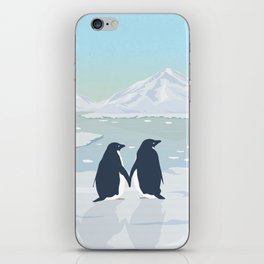 Penguin couple on snowy iPhone Skin