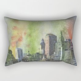 Hartford, CT skyline at sunset.  Hartford skyline watercolor painting Rectangular Pillow