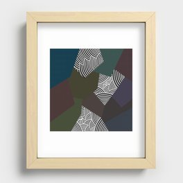 Geometric dark color block with curvature pattern scrap Recessed Framed Print