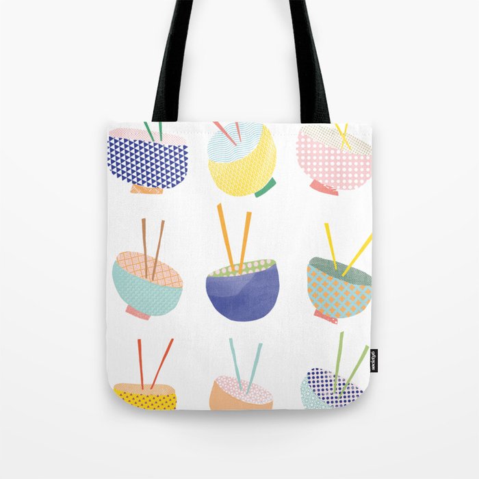 Colorful Bowls with Chopsticks Tote Bag