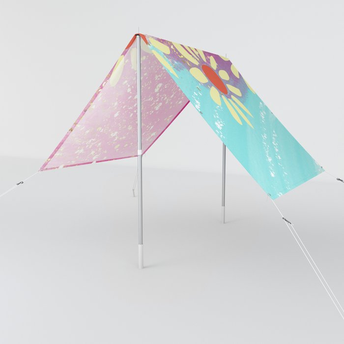 Retro Floral Pink and Blue With Glitter  Sun Shade