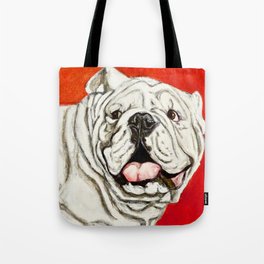Uga the Bulldog Painting - Red Background Tote Bag