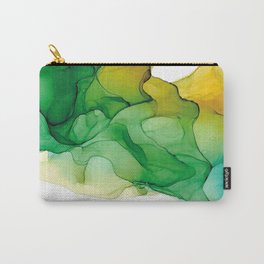 Yellow Green Blue 522 Abstract Modern Alcohol Ink Painting by Herzart Carry-All Pouch