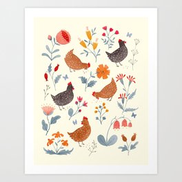Chicken Garden Art Print