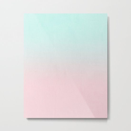 Ellie - ombre fade pastel pink and mint gender neutral nursery baby girly trend style Metal Print