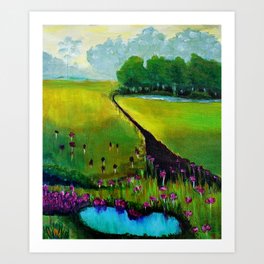 Green Pasture Landscape in Acrylic Art Print