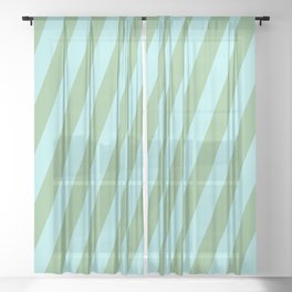 [ Thumbnail: Dark Sea Green and Turquoise Colored Stripes/Lines Pattern Sheer Curtain ]