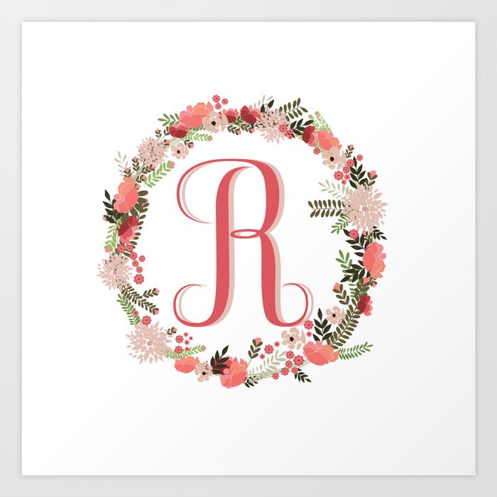 Personal Monogram Letter R Flower Wreath Art Print By Bettysue Society6