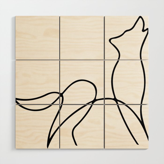 Picasso wolf Art - Minimal wolf Line Drawing Wood Wall Art