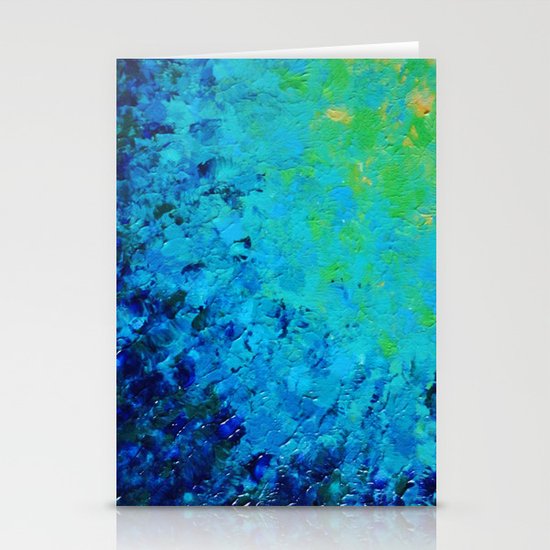 TRUE REFLECTION - Ocean Water Waves Ripple Light Impressionist Bright Colors Ombre Painting Stationery Cards