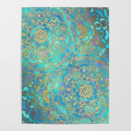 Sapphire & Jade Stained Glass Mandalas Poster