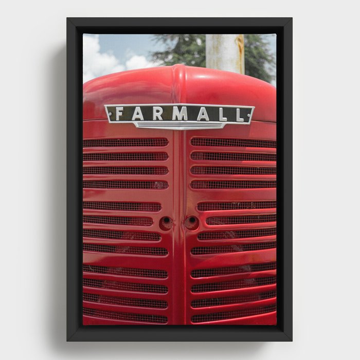 Vintage Farmall M Grill Antique Red Tractor Framed Canvas