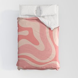 Blush Pink Modern Retro Liquid Swirl Abstract Pattern Square Comforter