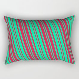 [ Thumbnail: Crimson and Green Colored Lines/Stripes Pattern Rectangular Pillow ]