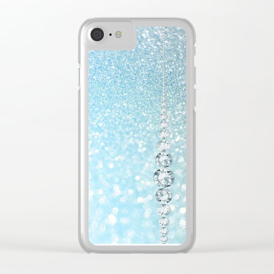 Diamonds are girls best friends I - Blue mermaid glitter texture Clear iPhone Case