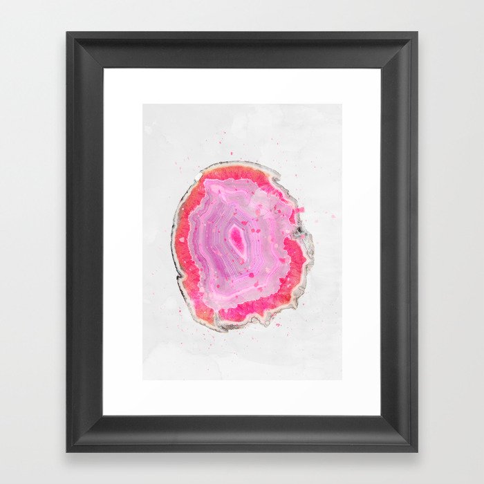 Pink Agate Watercolor Framed Art Print