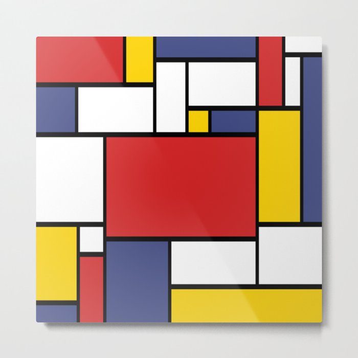 Piet Mondrian Abstract Pop Art 1960s Red Blue Yellow Rectangles Metal Print  by Spaceship Sells | Society6