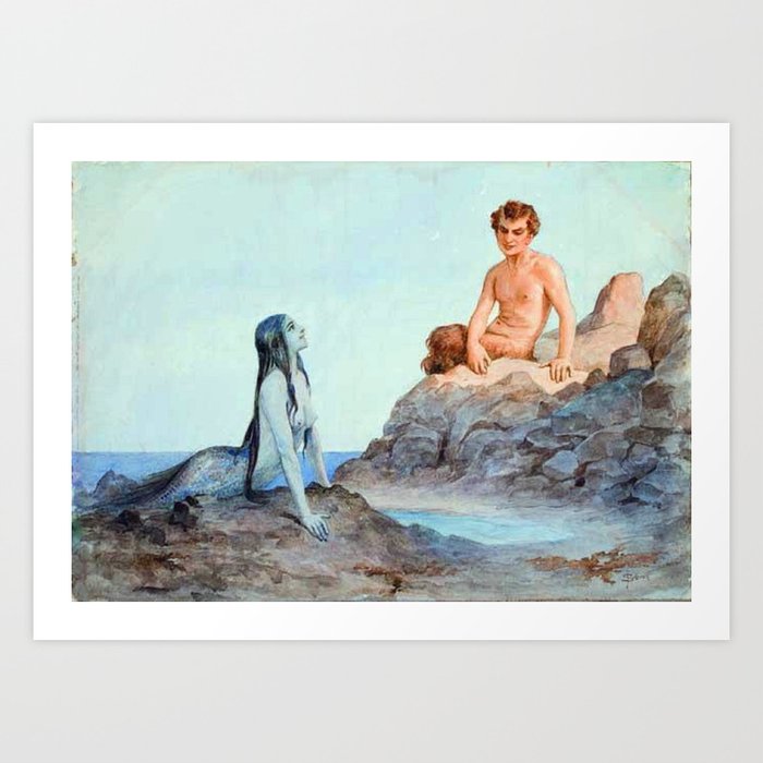 Mermaid and faun 1904 by Sergey Solomko Art Print