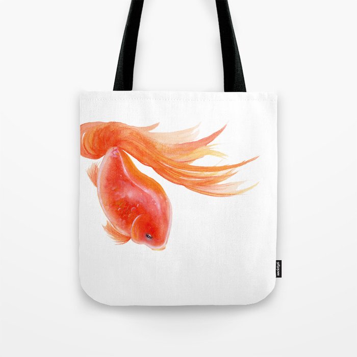 Goldfish , Gold Fish, Yellow Goldfish , watercolor painting by Suisai Genki Tote Bag