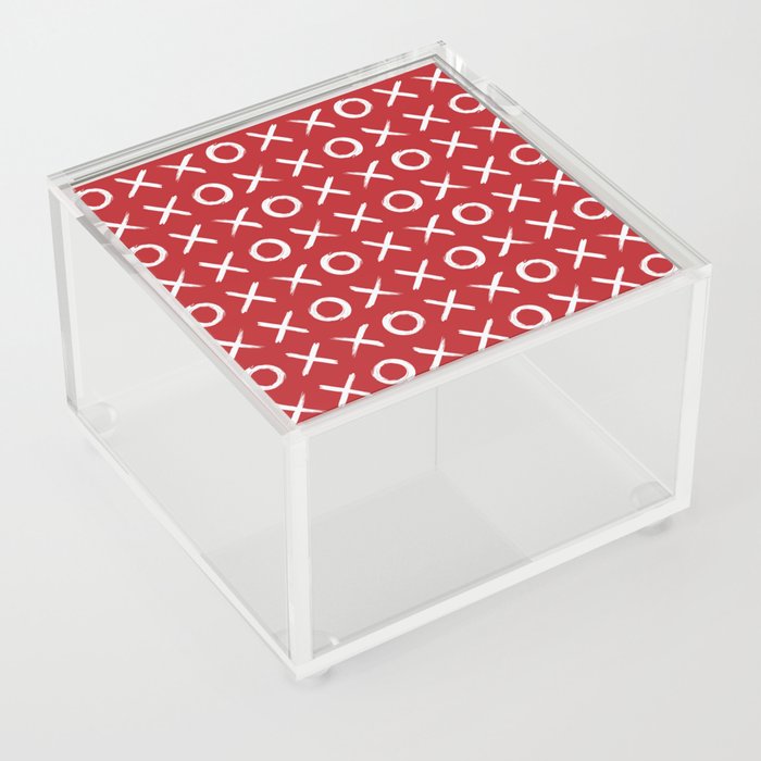 Kisses and hugs // white on red Acrylic Box by GiGi CREDIT: SOCIETY6