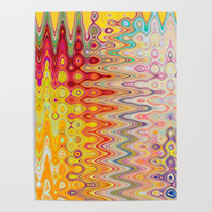 Bright Yellow Psychedelic Abstract Pattern Poster