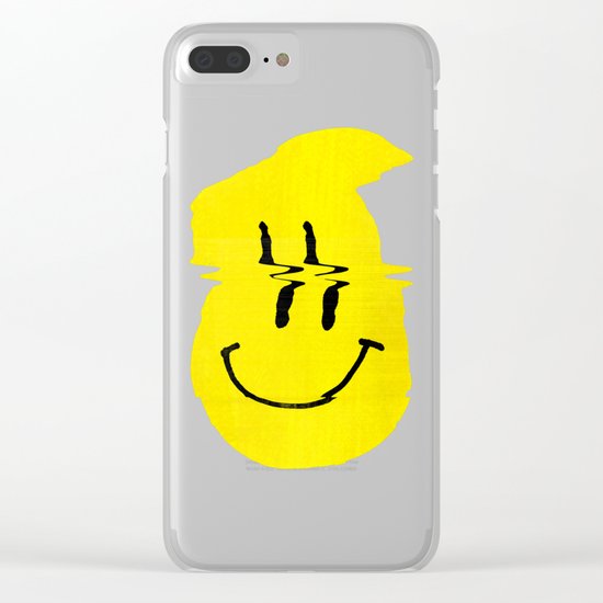 Smiley Glitch Clear iPhone Case