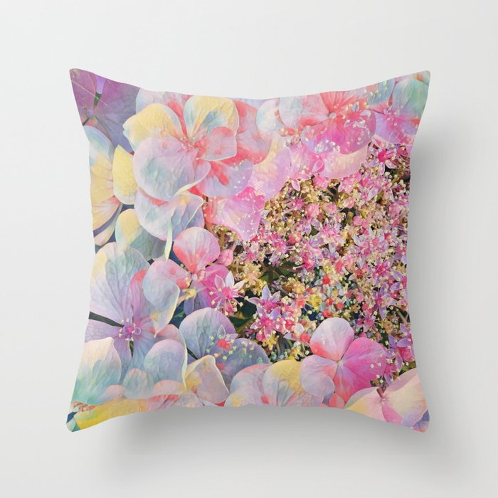 Blooming Summer Hydrangea Flower Throw Pillow