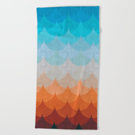 Colorful minimalist waves II Beach Towel