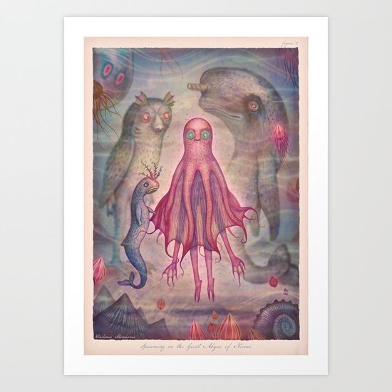 Spawning in the Great Abyss of Nereus Art Print
