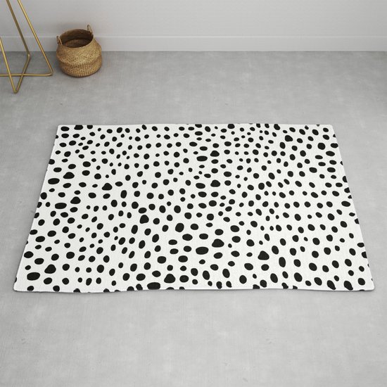 Modern Black and White Hand Drawn Polka Dots Rug by ...