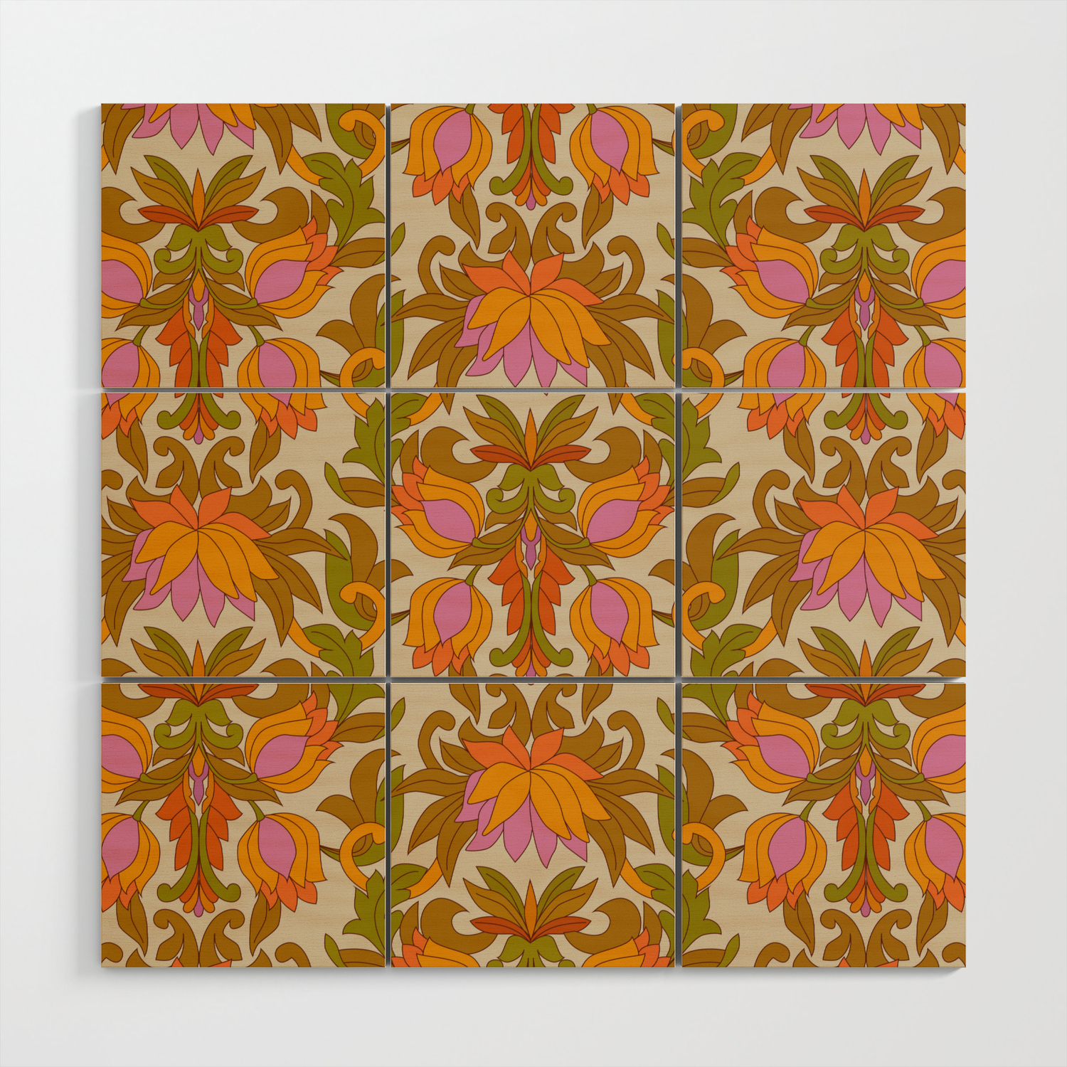 Digital Print Retro Flower /& Sun Wall Art