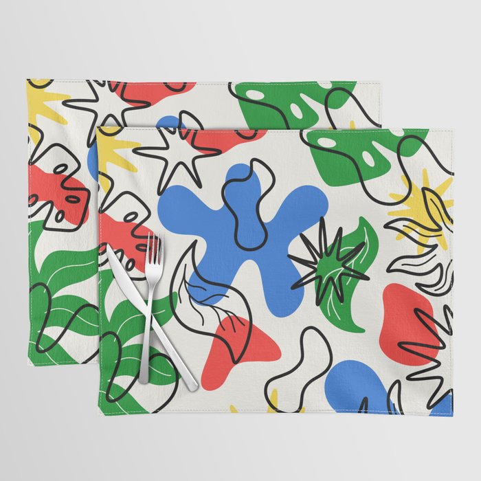Sweet Nature Bright Shapes with line art Placemat