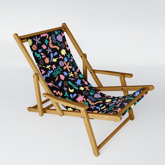Beachside - Rainbow on Black Sling Chair