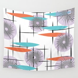 Star Shaped Flower Pattern on a MCM Background Wall Tapestry