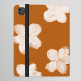 Retro 60s 70s Flowers over Neutral Earthy Brown iPad Folio Case