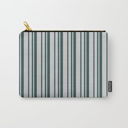 [ Thumbnail: Light Grey & Dark Slate Gray Colored Lines/Stripes Pattern Carry-All Pouch ]