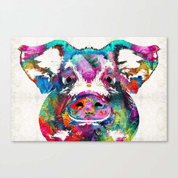 Colorful Pig Art - Squeal Appeal - By Sharon Cummings Canvas Print
