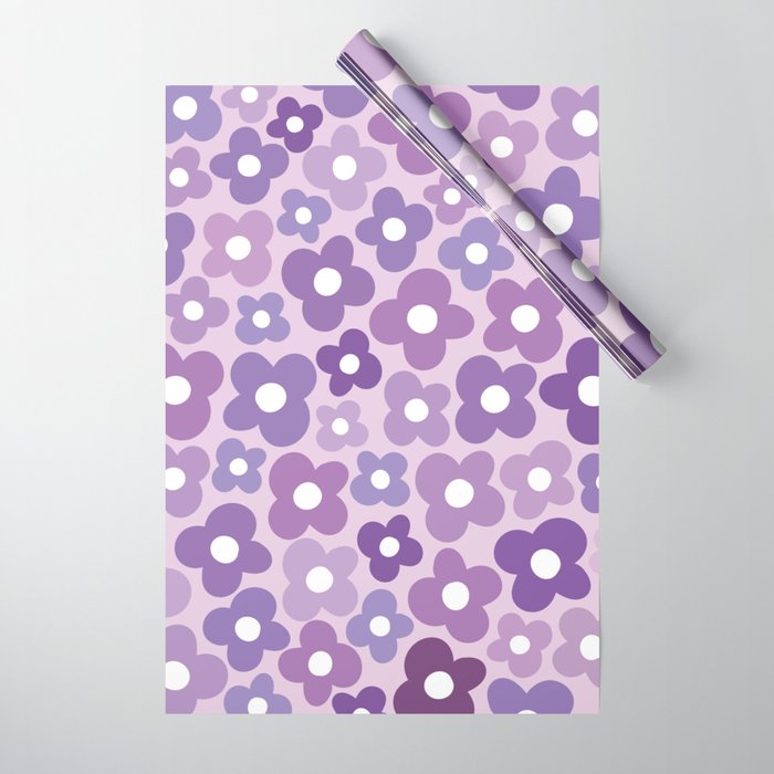 Pink Flower Power Wrapping Paper by Groovy Girl