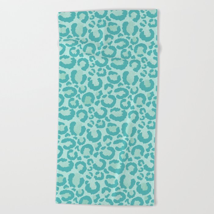Aqua Leopard Print  Beach Towel