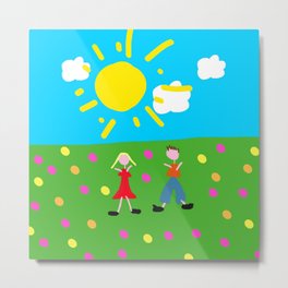 Kiddy Doodle Dandy Metal Print | Kindergarten, Kidsdrawing, Stickpeople, Child, Innocent, Painting, Kiddy, Nursery, Basic, Doodle 