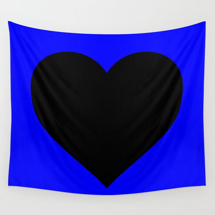 Heart (Black & Blue) Wall Tapestry