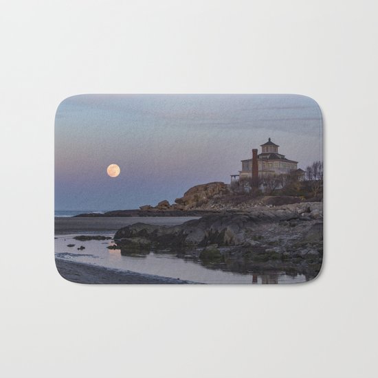 Full moon at Good Harbor Beach Bath Mat