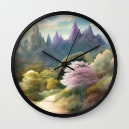 Lovely Watercolor Landscape Digital Art Wall Clock