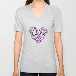 Clara, purple hearts V Neck T Shirt