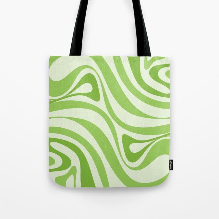 New Groove Retro Swirl Abstract Pattern Light Lime Green Tote Bag