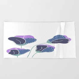 Purple and Blue Abstract Reaching Flowers Beach Towel