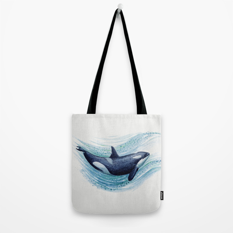 Orca Spash By Amber Marine Watercolor Killer Whale Painting