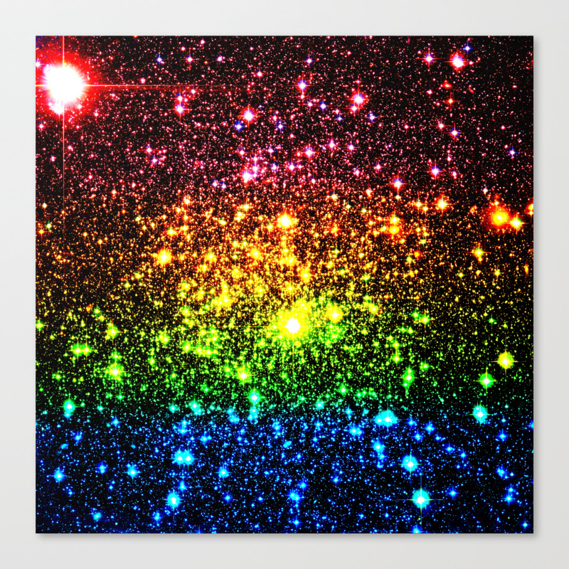 Rainbow Sparkle Galaxy Stars Canvas Print By Vintageby2sweet Society6