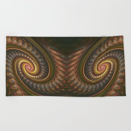 Spirals in a spiral, fractal abstract Beach Towel